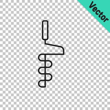 Siyah çizgili El buz matkabı, şeffaf arka planda izole edilmiş kış balıkçılık ikonu için. Vektör.