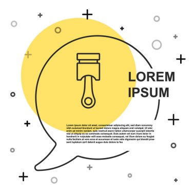Siyah çizgi motor piston simgesi beyaz arkaplanda izole edildi. Araba motoru pistonu işareti. Rastgele dinamik şekiller. Vektör.