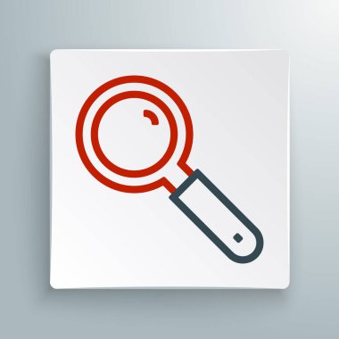 Beyaz arkaplanda izole edilmiş çizgi büyüteç simgesi. Arama, odaklanma, yakınlaştırma, iş sembolü. Renkli taslak konsepti. Vektör.