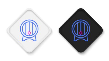 Askıda tahta varil var ve beyaz arka planda durdurma simgesi var. Renkli taslak konsepti. Vektör.