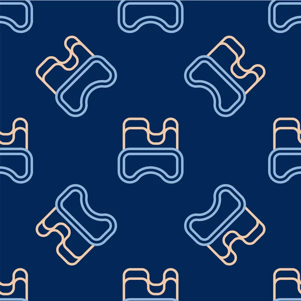 Çizgi Dalış Maskesi simgesi mavi arkaplanda izole edilmiş kusursuz desen. Olağanüstü bir spor. Su altı ekipmanları. Vektör.