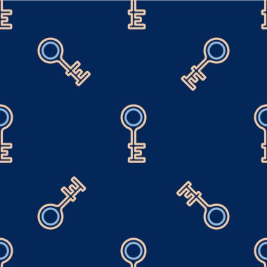 Eski çizgi simgesi mavi arkaplanda izole edilmiş pürüzsüz desen. Vektör.