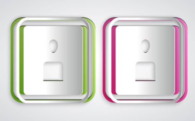 Kağıt kesim video simgesi gri arkaplanda izole edildi. Film şeridi tabelası. Kağıt sanatı tarzı. Vektör.