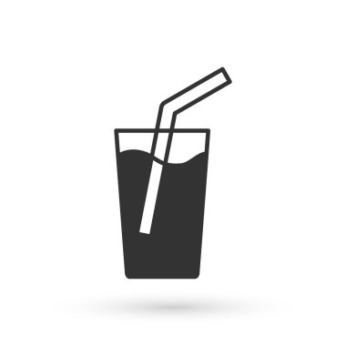 Beyaz arka planda izole edilmiş su ikonlu gri cam. Soda bardağı. Vektör.