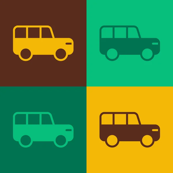 Pop Art Safari Auto Symbol Isoliert Auf Farbigem Hintergrund Vektor — Stockvektor
