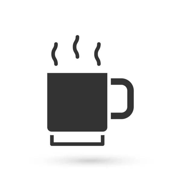 Сіра Ікона Чашки Кави Ізольована Білому Фоні Чай Гаряча Кава — стоковий вектор