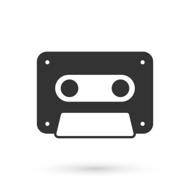 Gri Retro ses kaset ikonu beyaz arkaplanda izole edildi. Vektör.