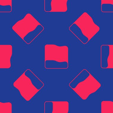 Kırmızı dikdörtgen yastık simgesi mavi arkaplanda izole edilmiş. Yastık tabelası. Ortopedik yastık. Vektör.