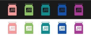 Reçel kavanozu simgesini siyah ve beyaz arkaplanda izole et. Vektör.