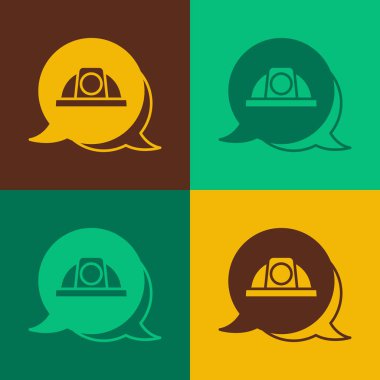 Pop Art Worker güvenlik başlığı simgesi renk arkaplanda izole edildi. Vektör.