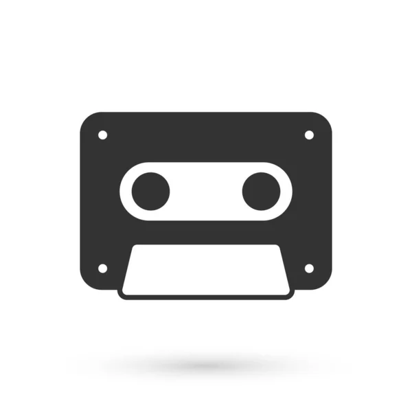 Grey Retro Audio Cassette Tape Icon Isolated White Background Vector — Stock Vector