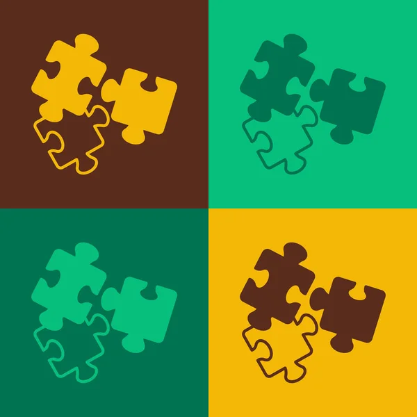 Pop Art Puzzle Pieces Toy Icon Isolated Color Background Vector — Stock Vector