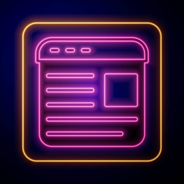 Parlayan neon reklam simgesi siyah arkaplanda izole edildi. Pazarlama ve tanıtım süreci kavramı. İlgili reklamlar. Sosyal medya reklamcılığı. Vektör.