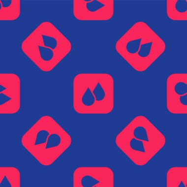 Kırmızı su damlası simgesi mavi zeminde izole edilmiş. Vektör.