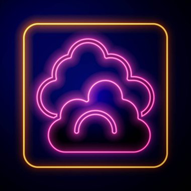 Siyah arkaplanda parlayan neon bulutu simgesi izole edildi. Vektör.