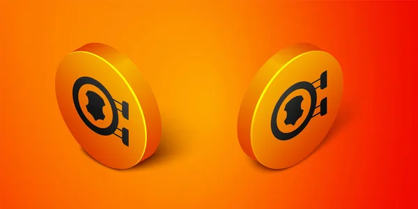 Isometric Leather Icon Isolated Orange Background Orange Circle Button Vector — Stock Vector
