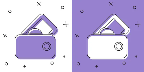 Set Portefeuille Avec Icône Argent Isolé Sur Fond Blanc Violet — Image vectorielle