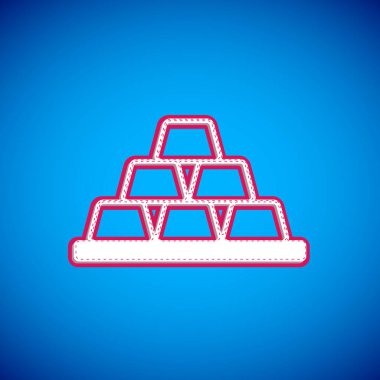 Mavi arkaplanda beyaz altın çubuk simgesi izole edildi. Bankacılık işi konsepti. Vektör.