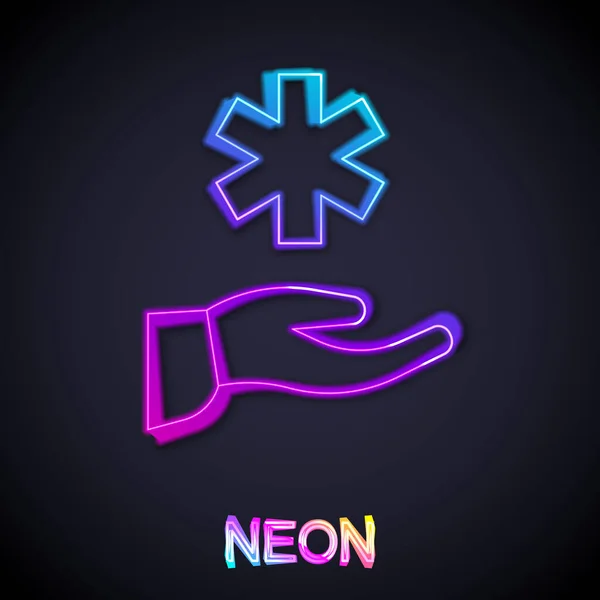 Žhnoucí Neonová Čára Cross Nemocnice Lékařské Ikony Izolované Černém Pozadí — Stockový vektor