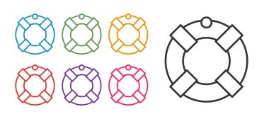 Beyaz arkaplanda Lifebuoy simgesini ayır. Can simidi sembolü. Simgeleri renklendirin. Vektör.