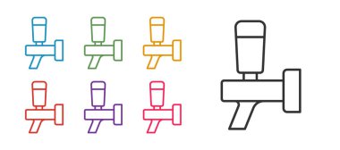 Bira tıklatma simgesini beyaz arkaplanda ayır. Simgeleri renklendirin. Vektör.