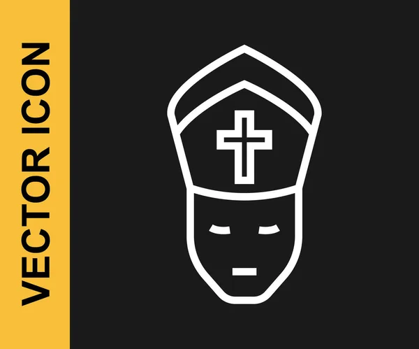 Weiße Linie Papst Symbol Isoliert Auf Schwarzem Hintergrund Papsthut Heiliger — Stockvektor