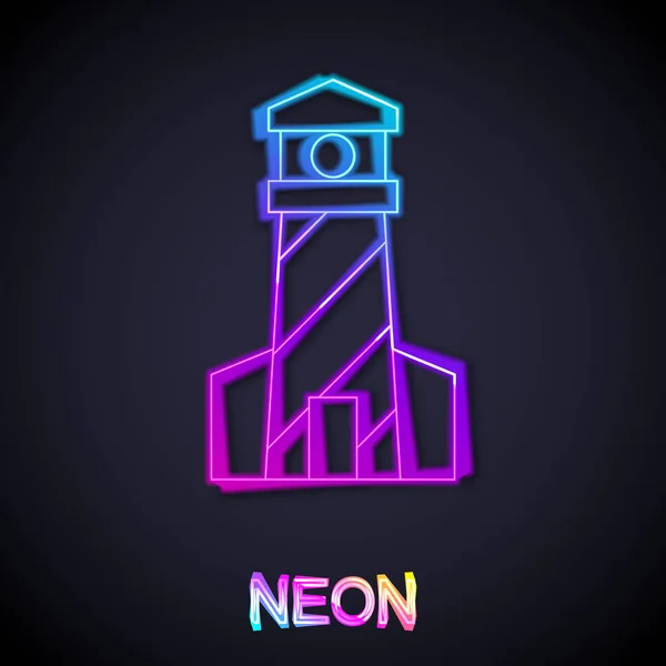 Glowing Neon Line Lighthouse Icon Isolated Black Background Vector — Stock Vector