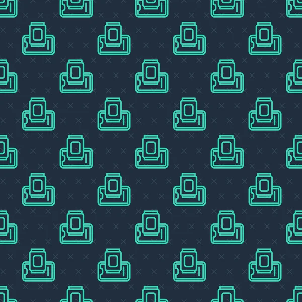 Mobil ikon üzerindeki yeşil çizgi yiyecek siparişi mavi arka planda izole edilmiş pürüzsüz desen. Cep telefonuyla sipariş verin. Restoran yemek teslimatı konsepti. Vektör.