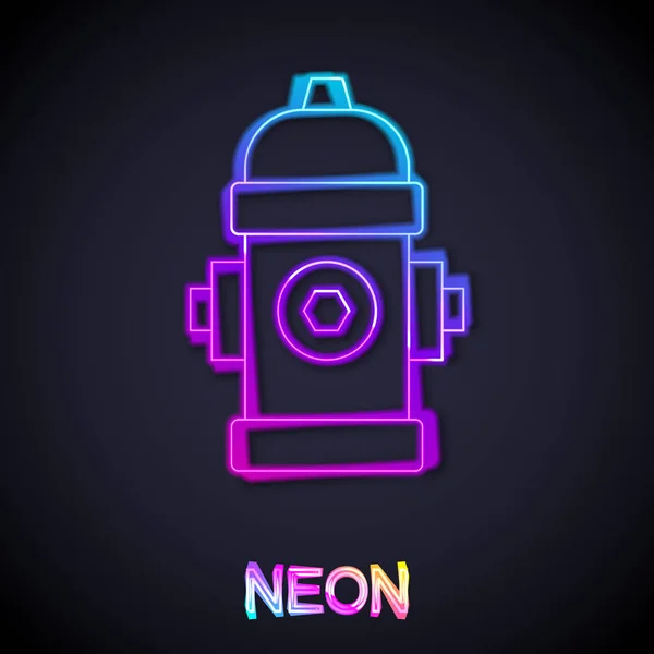 Ikon Hidran Nyala Neon Terisolasi Pada Latar Belakang Hitam Vektor - Stok Vektor