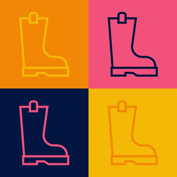Pop Art Line Waterproof Rubber Boot Icon Isolated Color Background — Stock Vector