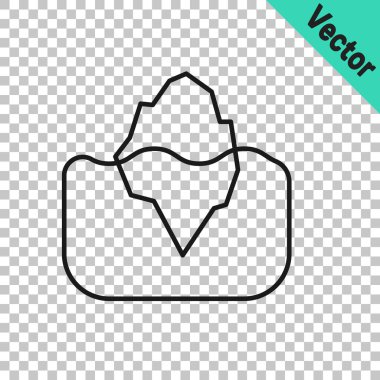 Siyah çizgi Iceberg simgesi şeffaf arkaplanda izole edildi. Vektör.