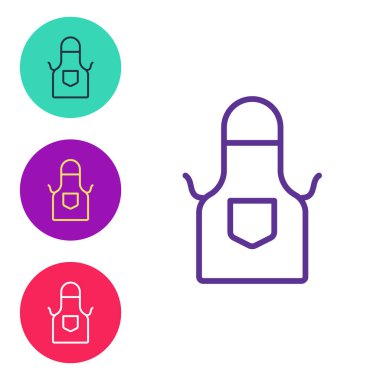 Mutfak önlüğü simgesi beyaz arkaplanda izole edildi. Yemek pişirmek için şef üniforması. Simgeleri renklendirin. Vektör.