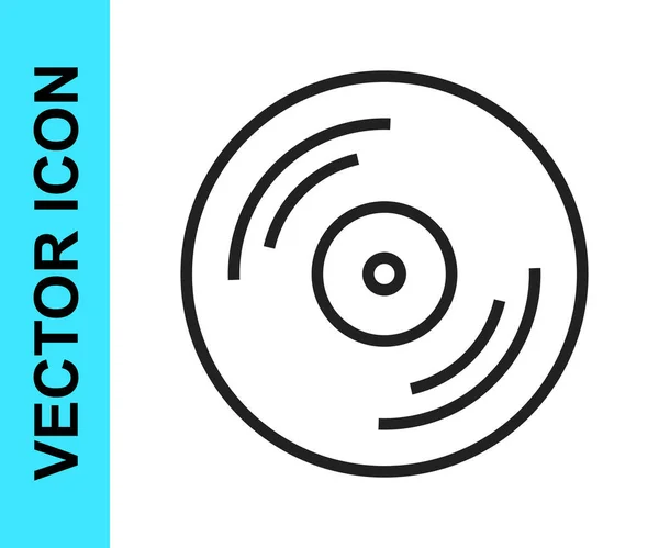 Black Line Vinyl Disk Icon Isoliert Auf Weißem Hintergrund Vektor — Stockvektor