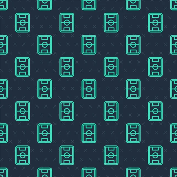 Green Line Football Soccer Field Icon Isolated Seamless Pattern Blue — Archivo Imágenes Vectoriales