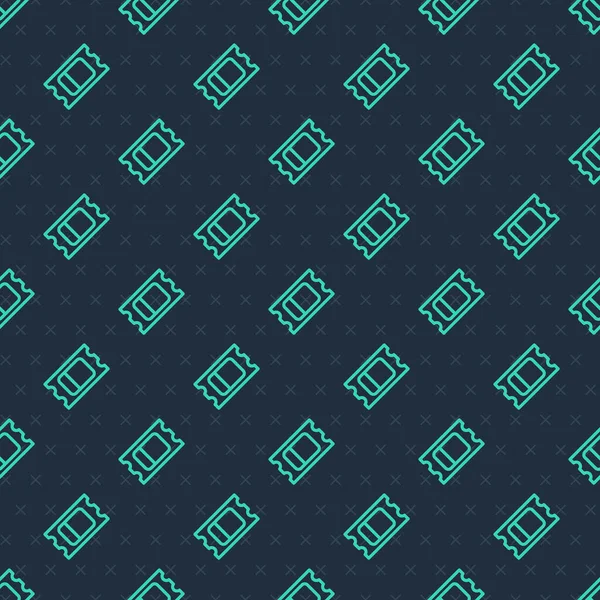 Yeşil çizgi sirk bileti ikonu mavi arka planda kusursuz desen izole etti. Eğlence parkı. Vektör.