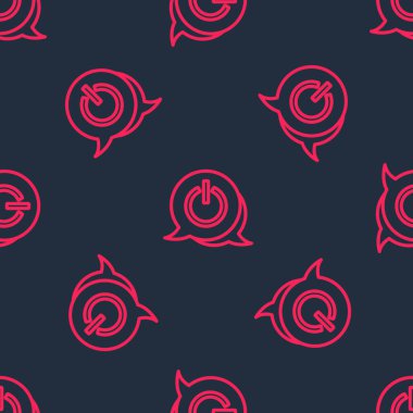 Kırmızı çizgi güç simgesi siyah arkaplanda izole edilmiş. Başlat işareti. Vektör.