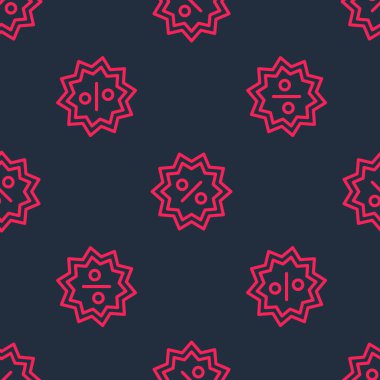 Kırmızı çizgi indirimli etiket simgesi siyah arkaplanda izole edilmiş kusursuz desen. Etiket alışverişi. Özel teklif işareti. İndirim kuponları sembolü. Vektör.