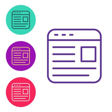 Satır reklam simgesini beyaz arkaplanda izole et. Pazarlama ve tanıtım süreci kavramı. İlgili reklamlar. Sosyal medya reklamcılığı. Simgeleri renklendirin. Vektör.