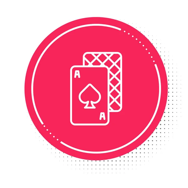White Line Playing Cards Icon Isolated White Background Casino Gambling — 스톡 벡터