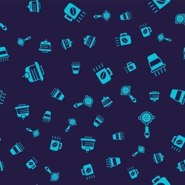 Bir parça kek kahve bardağını, dikişsiz filtrelemeye ayarlayın. Vektör.