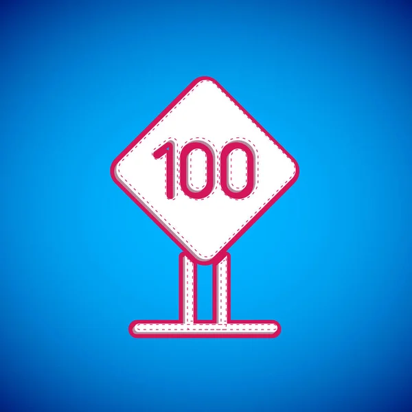 Знак Ограничения Скорости 100 Выделен Синем Фоне Вектор — стоковый вектор