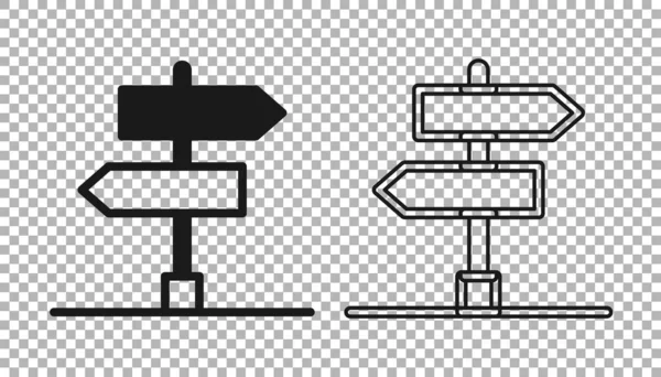Schwarzes Verkehrszeichen Wegweiser Symbol Isoliert Auf Transparentem Hintergrund Zeigersymbol Abgelegenes — Stockvektor