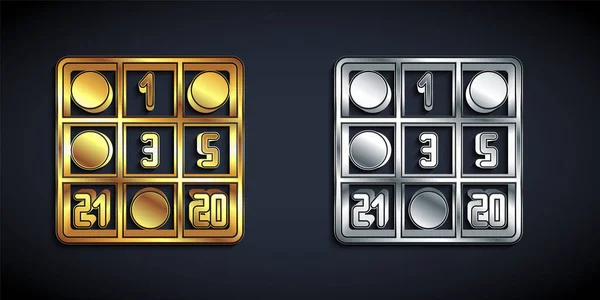 Χρυσή Και Ασημένια Κάρτα Bingo Εικονίδιο Τυχερών Αριθμών Που Απομονώνεται — Διανυσματικό Αρχείο