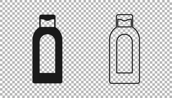 Schwarze Flasche Shampoo Symbol Isoliert Auf Transparentem Hintergrund Vektor — Stockvektor