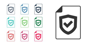 Beyaz arkaplanda siyah simge izole edilmiş. Sigorta konsepti. Güvenlik, güvenlik, koruma, konsept koruma. Simgeleri renklendirin. Vektör.