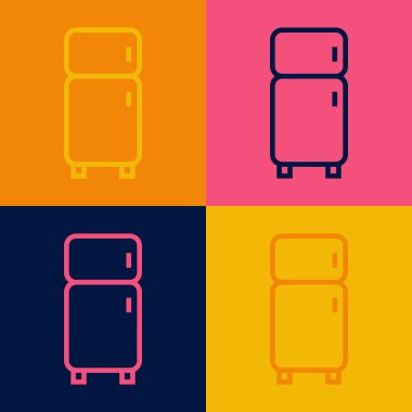 Pop Art Line Buzdolabı simgesi renk arkaplanında izole edildi. Buzdolabı buzdolabı. Ev aletleri ve aletler. Vektör.