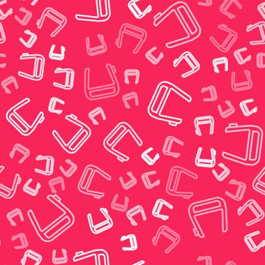 Beyaz çizgi Gözlük üzerine yerleştirilmiş akıllı gözlükler simge kırmızı arkaplanda izole edilmiş pürüzsüz desen. Giyilebilir elektronik, akıllı gözlüklü, kameralı ve ekranlı. Vektör.