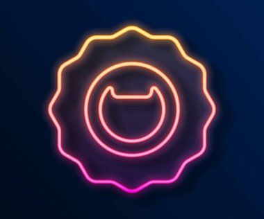 Parlayan neon hattı şişe açacağı simgesi siyah arkaplanda izole edildi. Vektör.