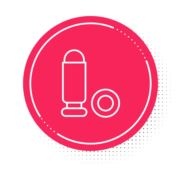 White Line Bullet Icon Isolated White Background Red Circle Button — Stock Vector