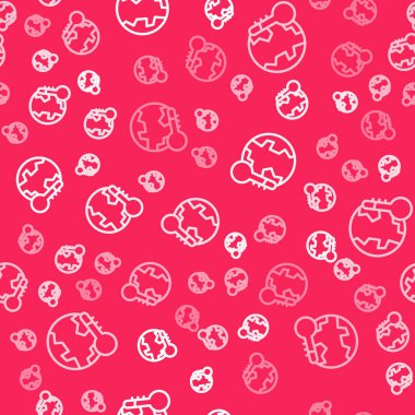 Küresel ısınma ikonuna eriyen beyaz çizgi gezegeni kırmızı zemin üzerinde izole edilmiş kusursuz desen. Ekolojik problemler ve çözümler - termometre. Vektör.